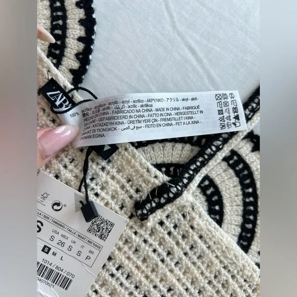 NWT BLOG FAVE Zara Crochet Cream Black Corset Crop Top Festival Coachella size S - Picture 14 of 16